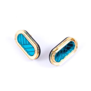 FORM045 Earrings - Gold, Teal