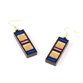 FORM046 Earrings - Gold, Babypink, Blue