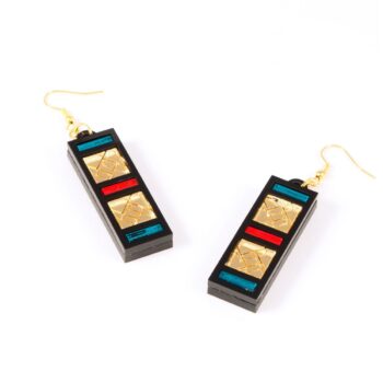 FORM046 Earrings - Gold, Orange, Teal