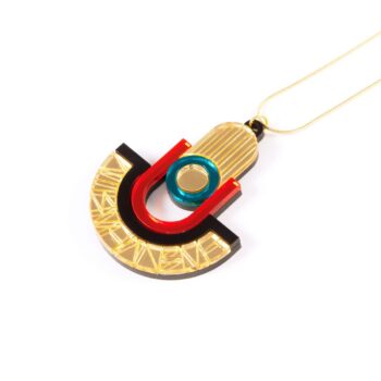 FORM050 Necklace - Gold, Orange, Teal