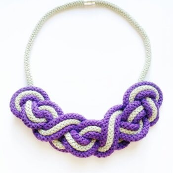 The Jasmine necklace - Purple and mint green statement rope necklace