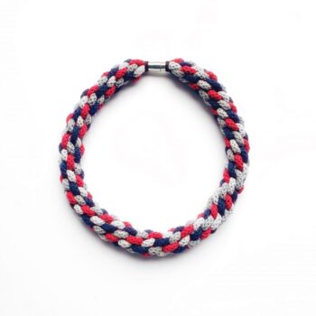 The Emilia Necklace - Red, blue and grey statement necklace
