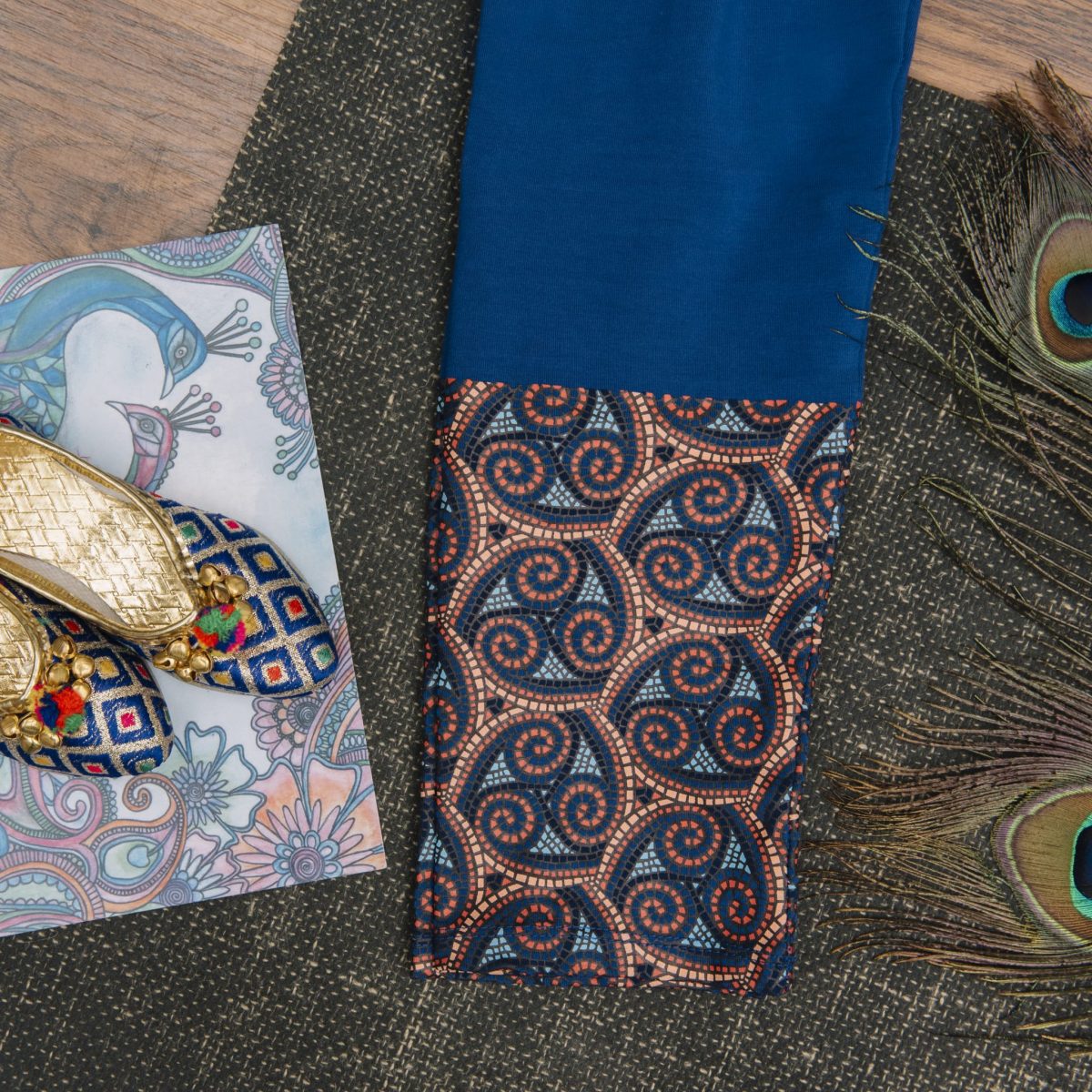 Adorned Ankle Leggings Blue