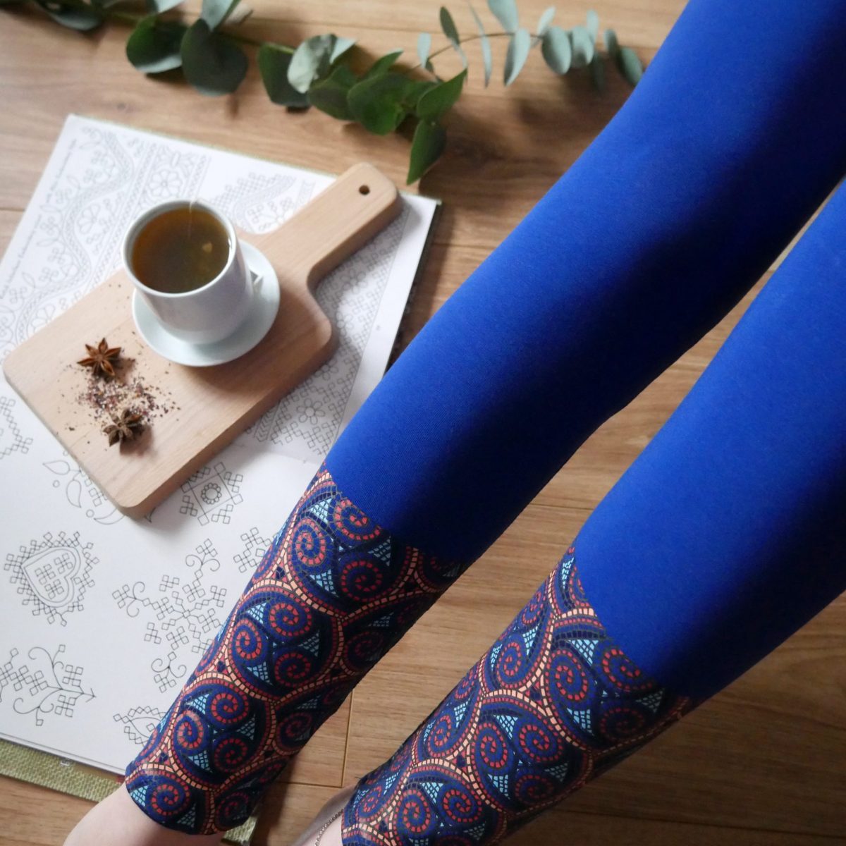 Adorned Ankle Leggings Blue