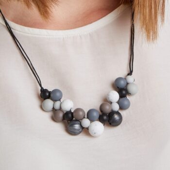 Monochrome Black, Granite Silicone Necklace