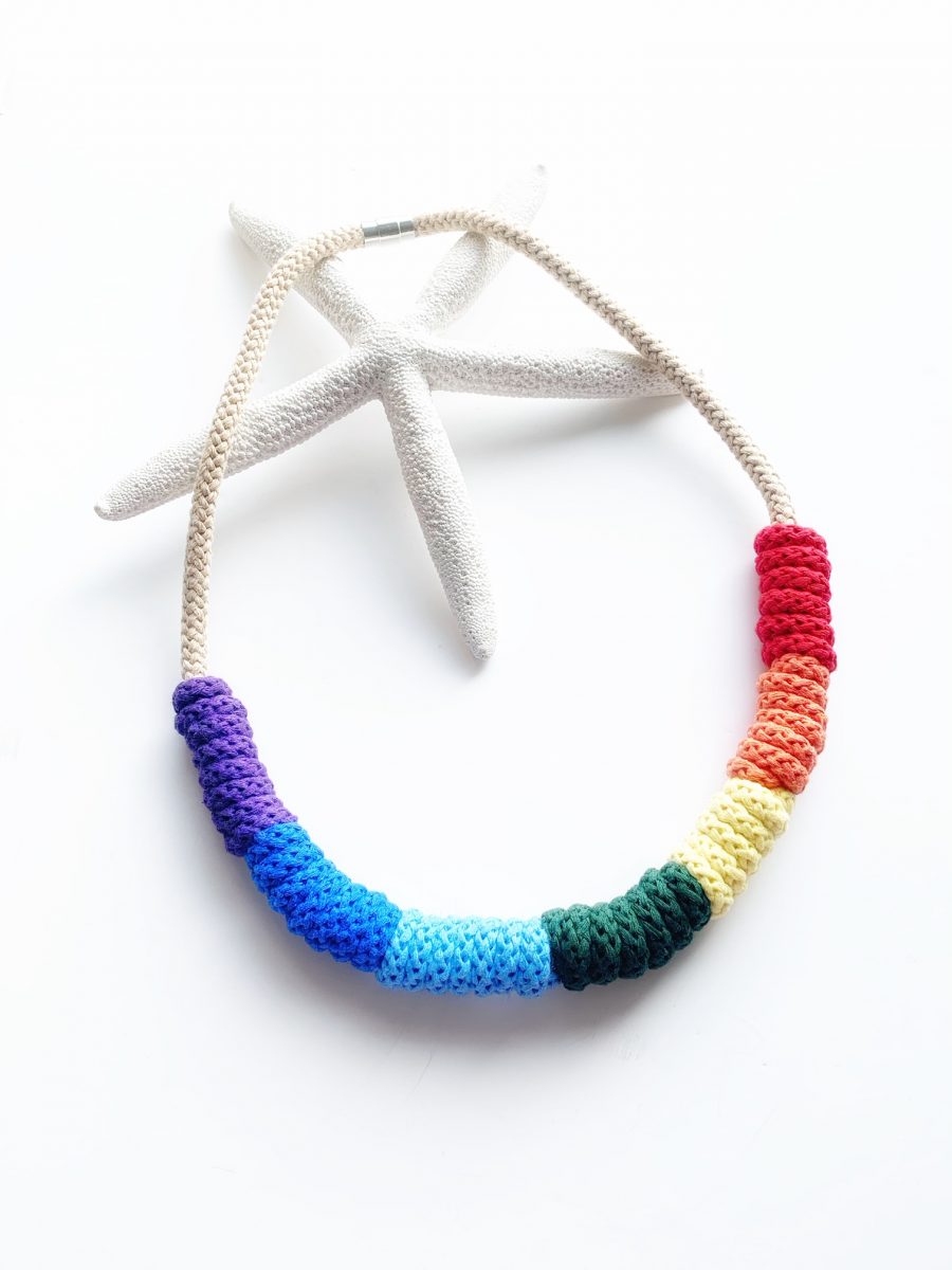 Rainbow Statement cotton necklace - gift for a friend