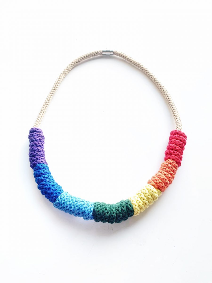Rainbow Statement cotton necklace - gift for a friend