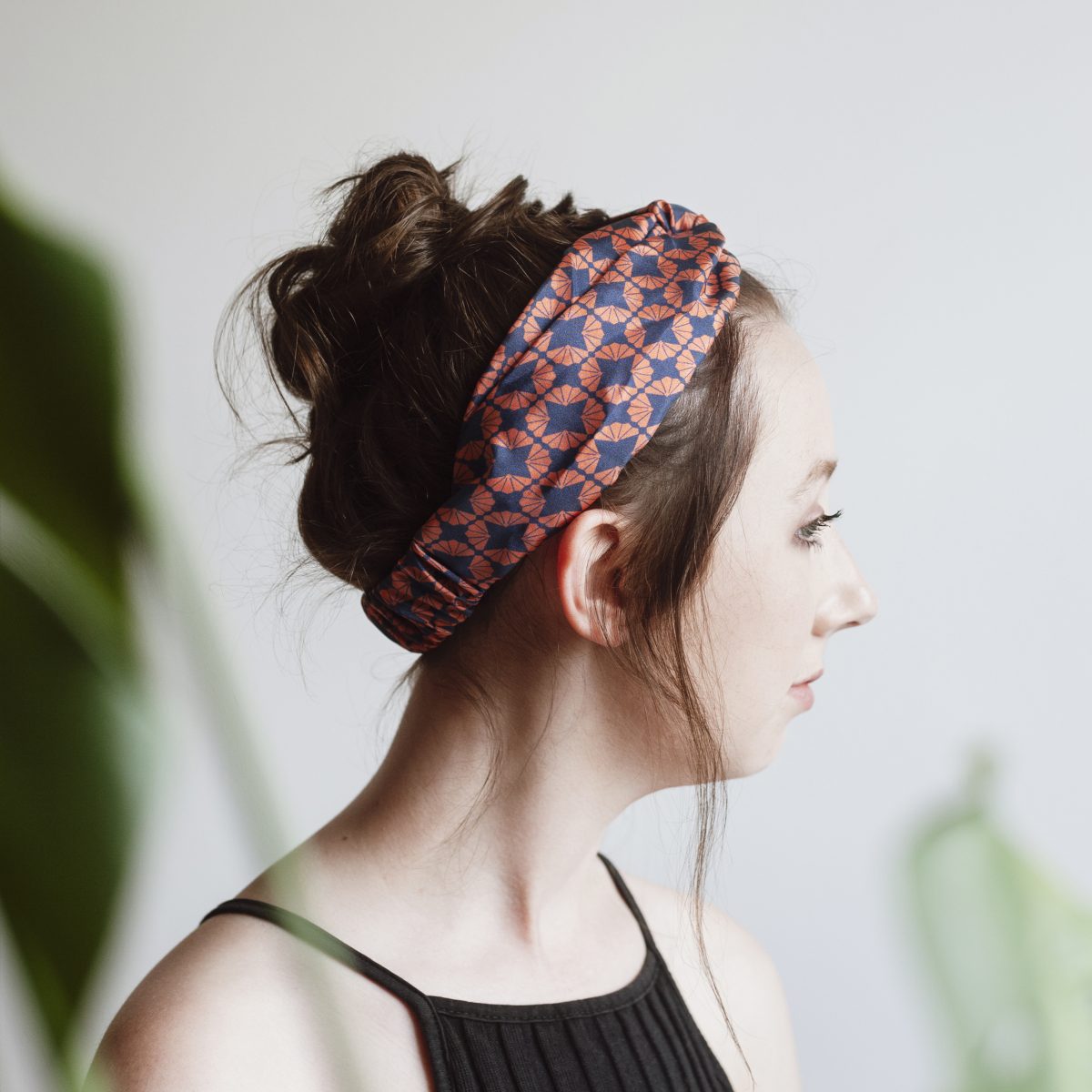 Art Deco Headband - Silk Headband - Fanfan Red