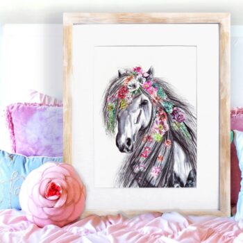 Bloom The Horse Watercolour Print/Gold Leaf