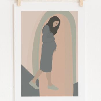 Glowing Mama Abstract Illustration A4 Art Print Wall decor- Border, Unframed