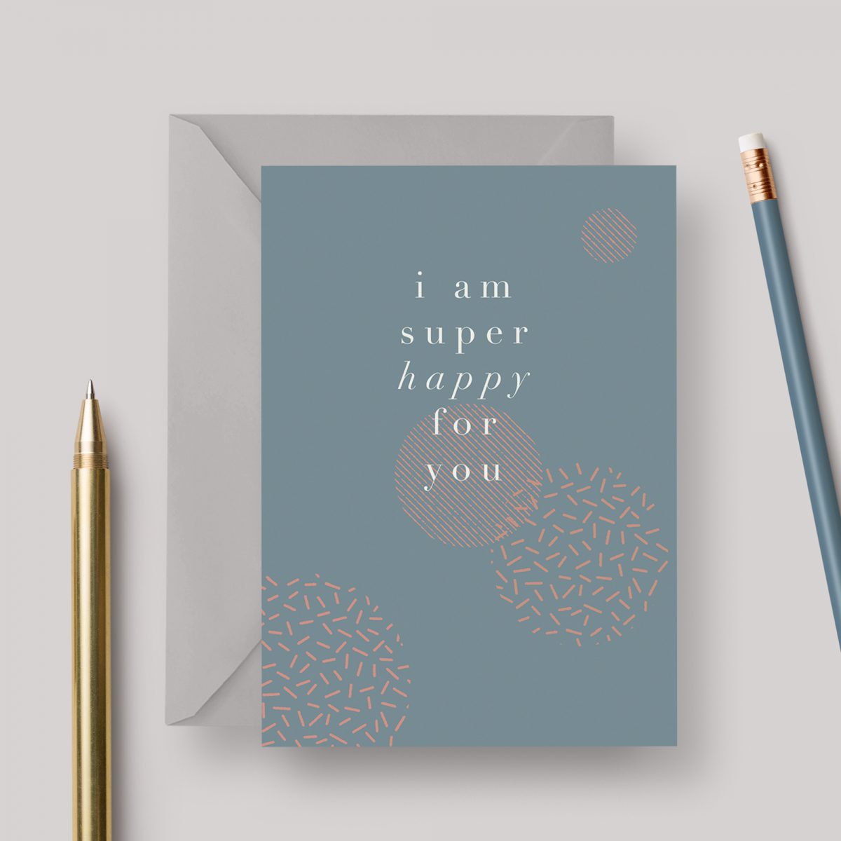 Super Happy A6 Greeting Card with Grey Envelope