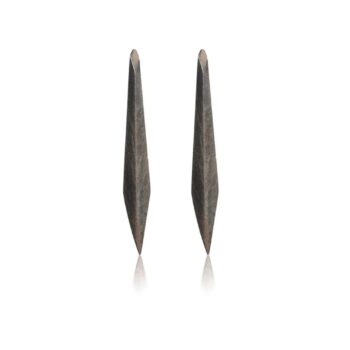 Slim Shard Earrings, Oxidised Silver
