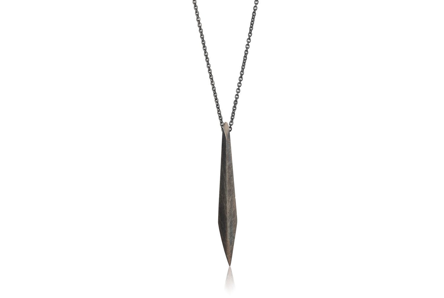 Slim Shard Necklace, Oxidised Silver