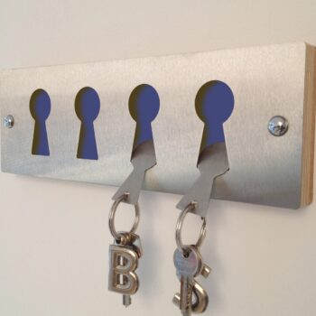 Blue Stainless steel keyrack & fobs