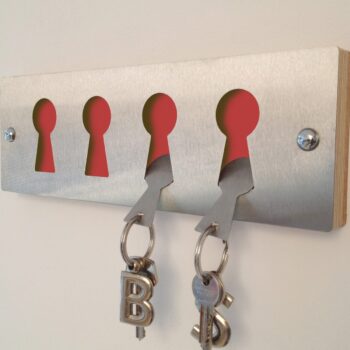 Red Stainless steel keyrack & fobs