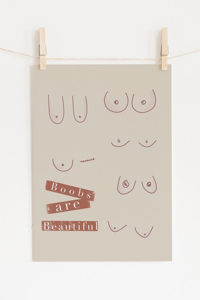 Boobs are Beautiful Abstract Illustration A4 Art Print