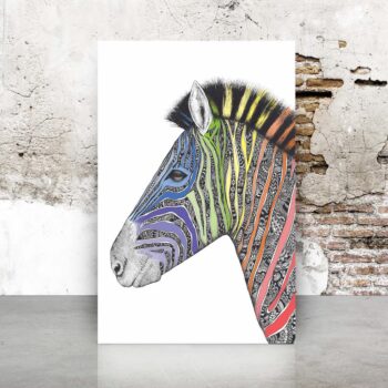 A4 Rainbow Zebra Art Print