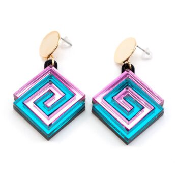 FORM057 UXMAL Stud Earrings - Babypink, Teal