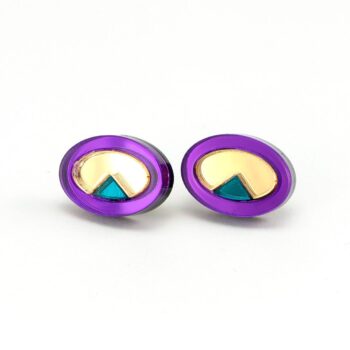 FORM053 OJO DE DIOS I Stud Earrings - Purple Gold, Teal
