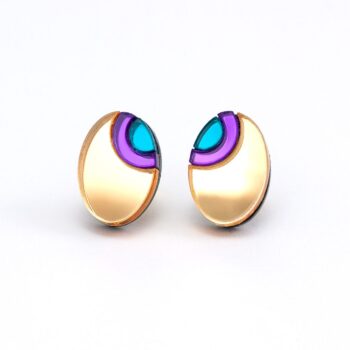 FORM054 OJO DE DIOS II Stud Earrings - Gold Purple, Teal