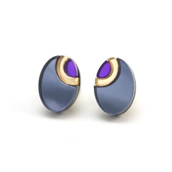 FORM054 OJO DE DIOS II Stud Earrings - Slate Gray, Gold, Purple