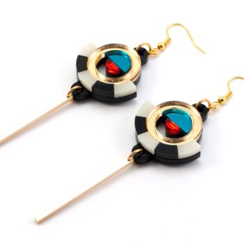 FORM060 ESTRELLA I Drop Earrings - Gold, Teal, Orange