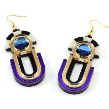 FORM061 ESTRELLA II Drop Earrings - Gold, Ice Blue, Purple