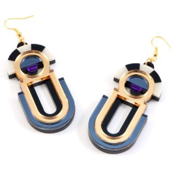 FORM061 ESTRELLA II Drop Earrings - Gold, Slate Grey, Purple