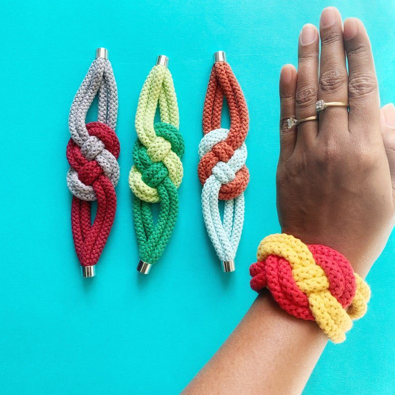 Chunky cotton rope bracelets for women perfect as Christmas gifts, 27 colour options, Gifts for her