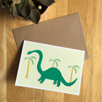 Brontosaurus Illustrated Dinosaur A6 Recycled Greetings card