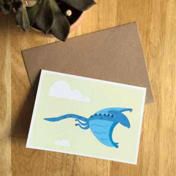 Pterodactyl Illustrated Dinosaur A6 Recycled Greetings card