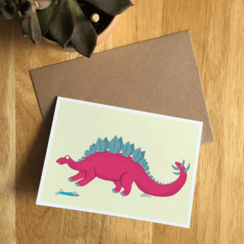 Stegosaurus Illustrated Dinosaur A6 Recycled Greetings card