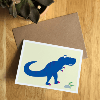 T-Rex / Tyrannosaurus Rex Illustrated Dinosaur A6 Recycled Greetings card