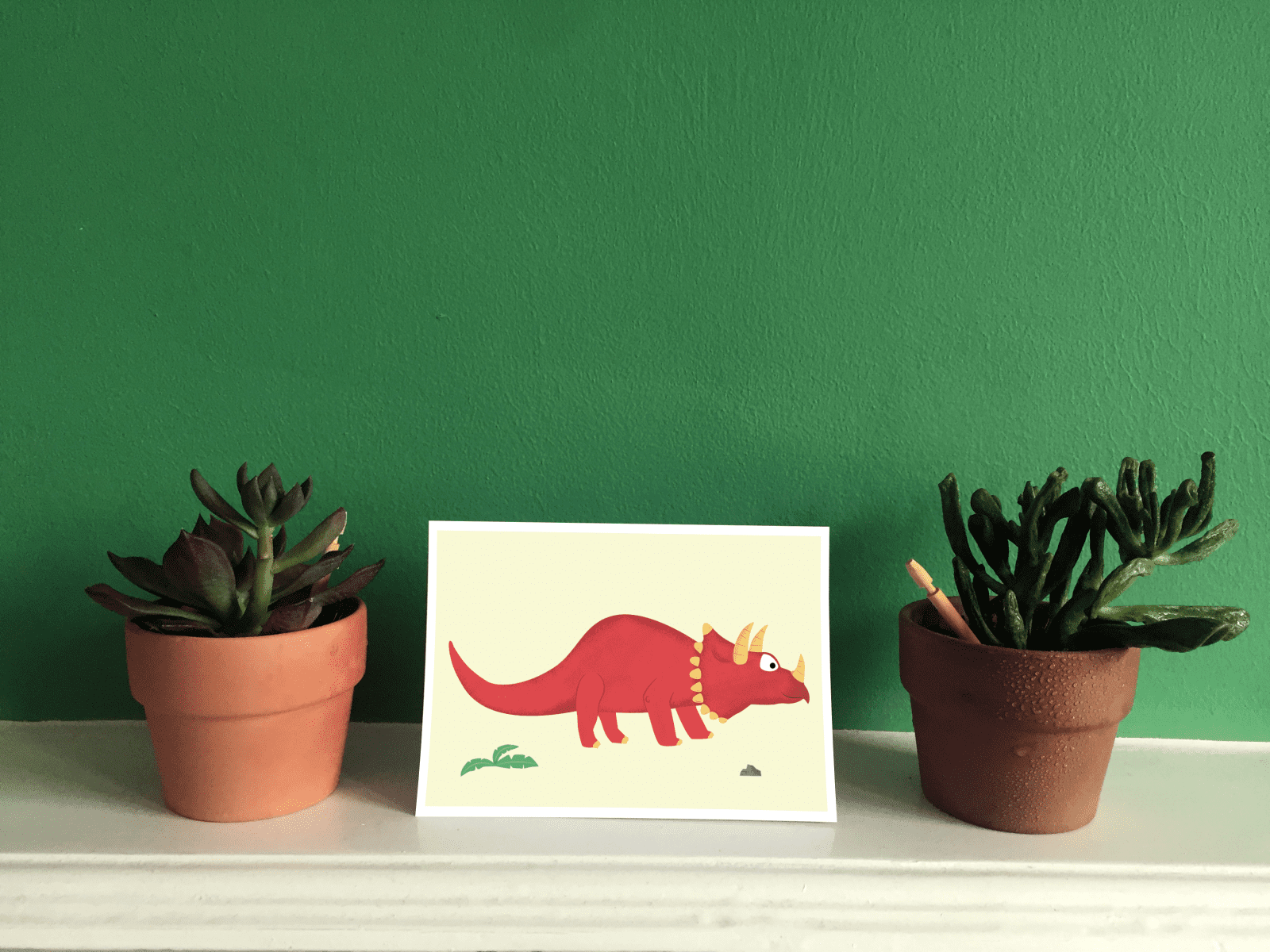 Triceratops Illustrated Dinosaur A6 Recycled Greetings card