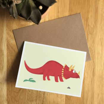 Triceratops Illustrated Dinosaur A6 Recycled Greetings card