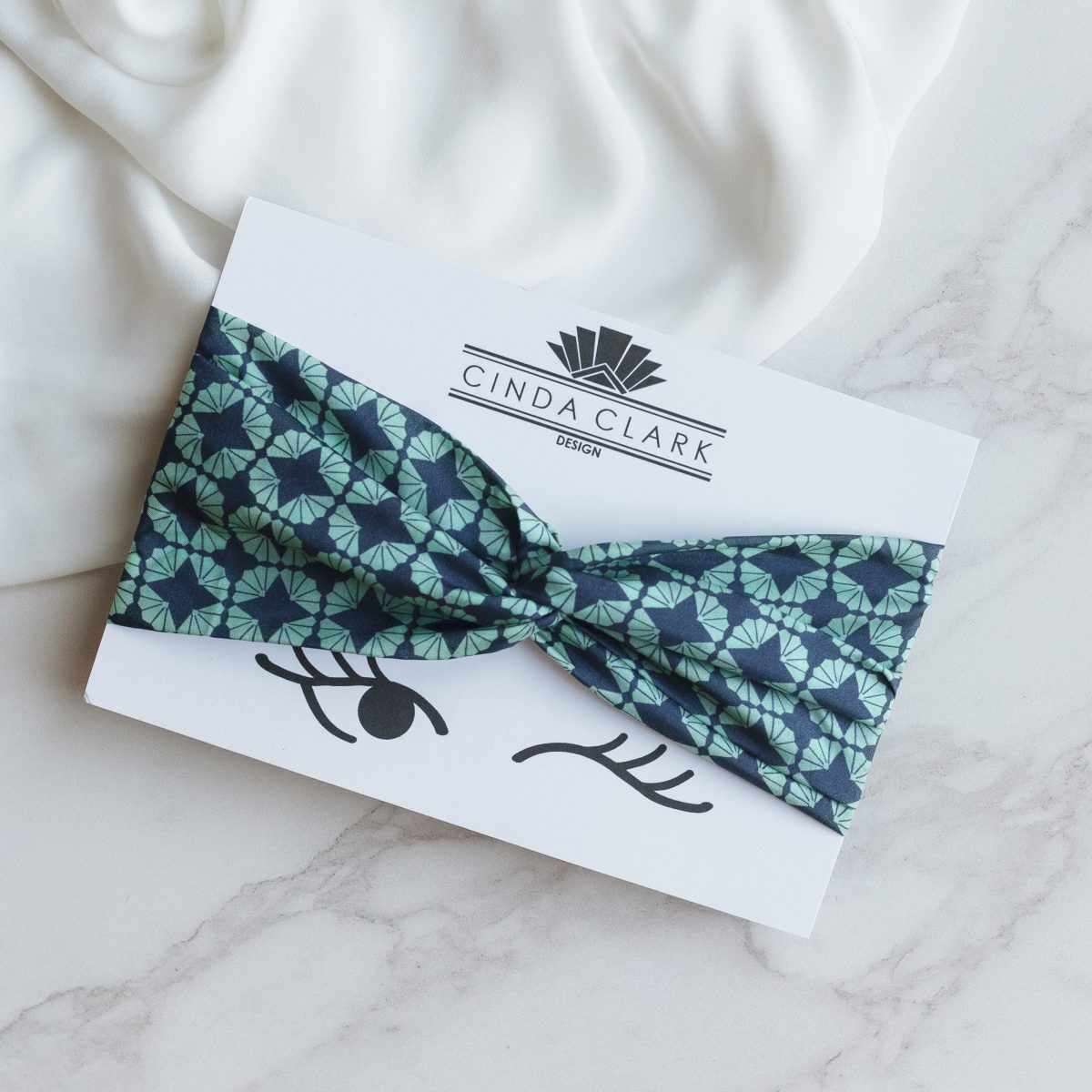 Art Deco Headband - Silk Headband - Fanfan Mint