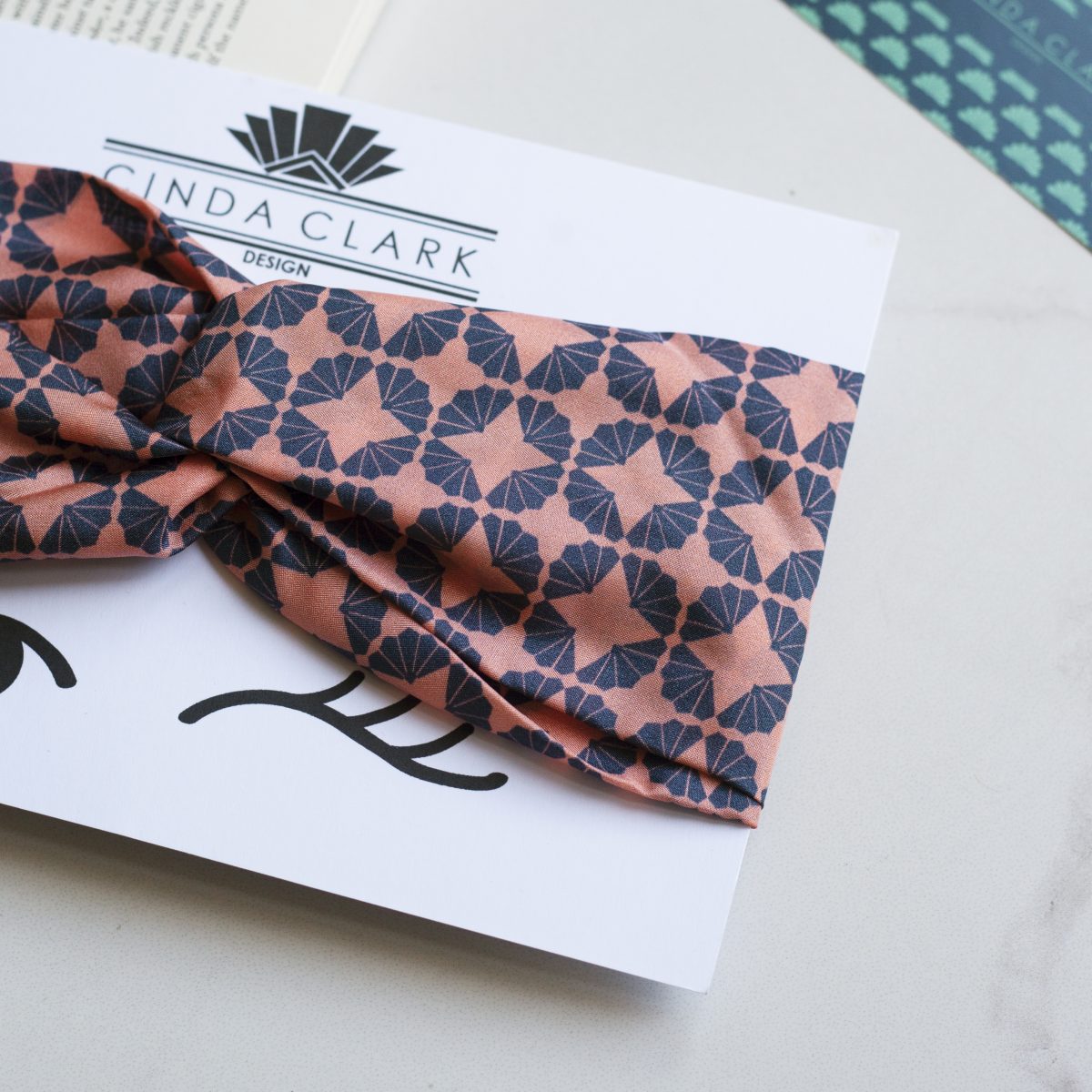 Art Deco Headband - Silk Headband - Fanfan Red