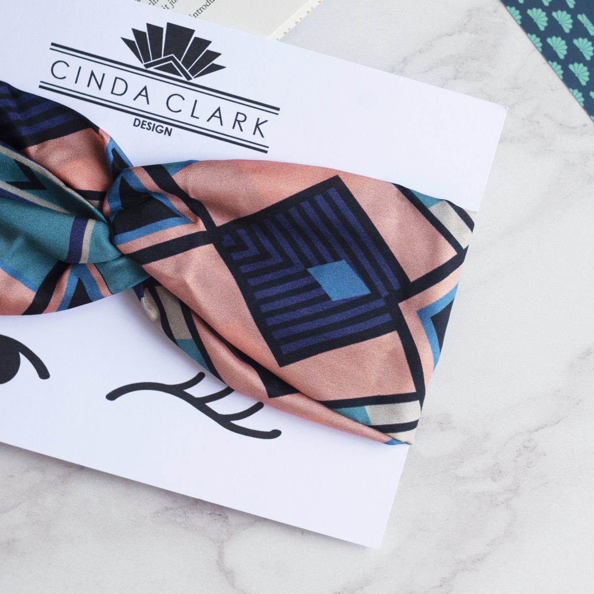 Art Deco Headband - Silk Headband - Francis Coral