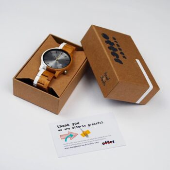 White painted bamboo wood watch