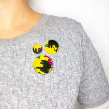 Cute as a button pin badge brooches 'Memphis' - set of three