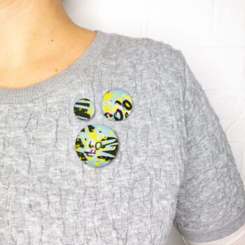 Cute as a button pin badge brooches 'Wild Meadow' - set of three