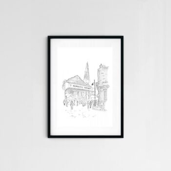 Borough Market sketch, London artwork, signed print