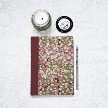 Pink Cherry Blossom - Bespoke A5 Handstitched – Handbound Notebook with recycled papers