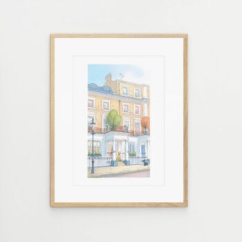 Dogs on a Kensington street, London Artwork, signed print