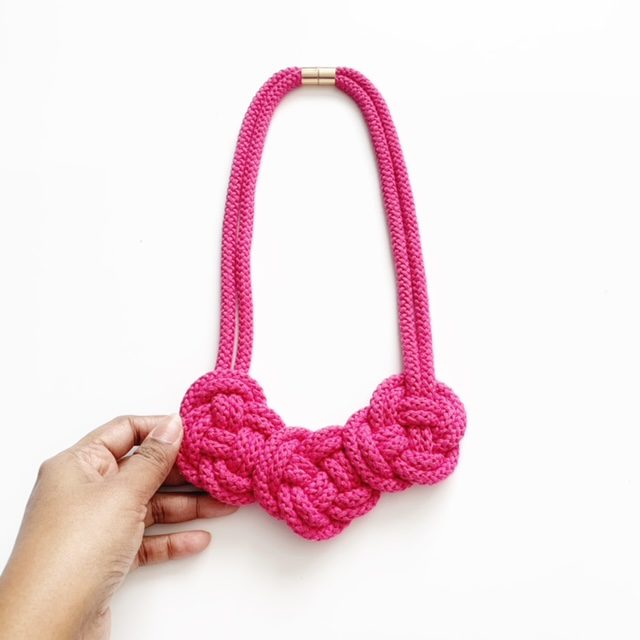 Poppy Necklace - Color Block Knotted Cotton Rope Necklace