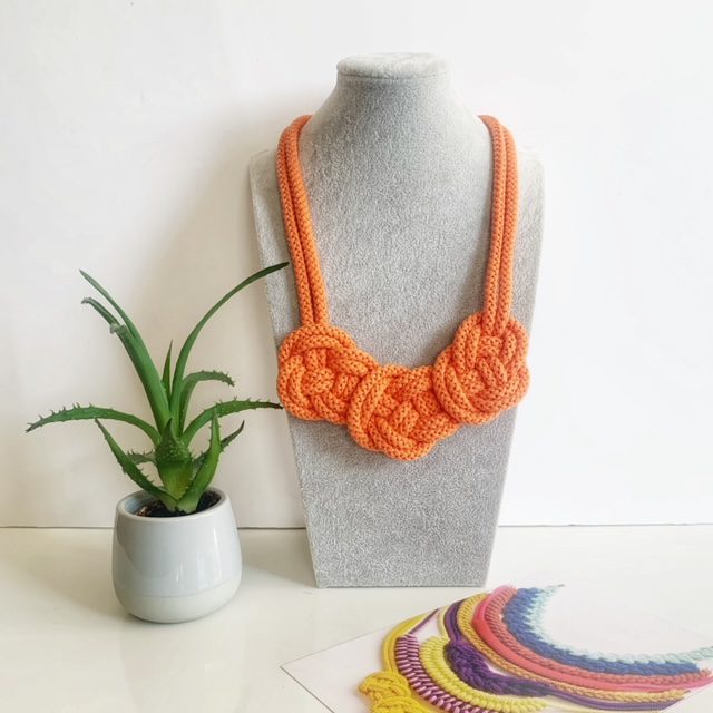 Poppy Necklace - Color Block Knotted Cotton Rope Necklace