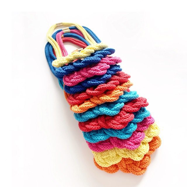 Poppy Necklace - Color Block Knotted Cotton Rope Necklace