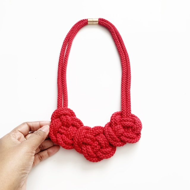 Poppy Necklace - Color Block Knotted Cotton Rope Necklace