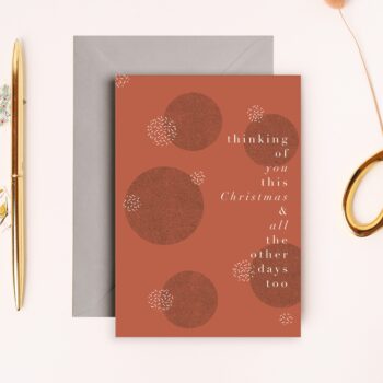 ‘Thinking of You Christmas’ A6 Greeting Card with Grey Envelope