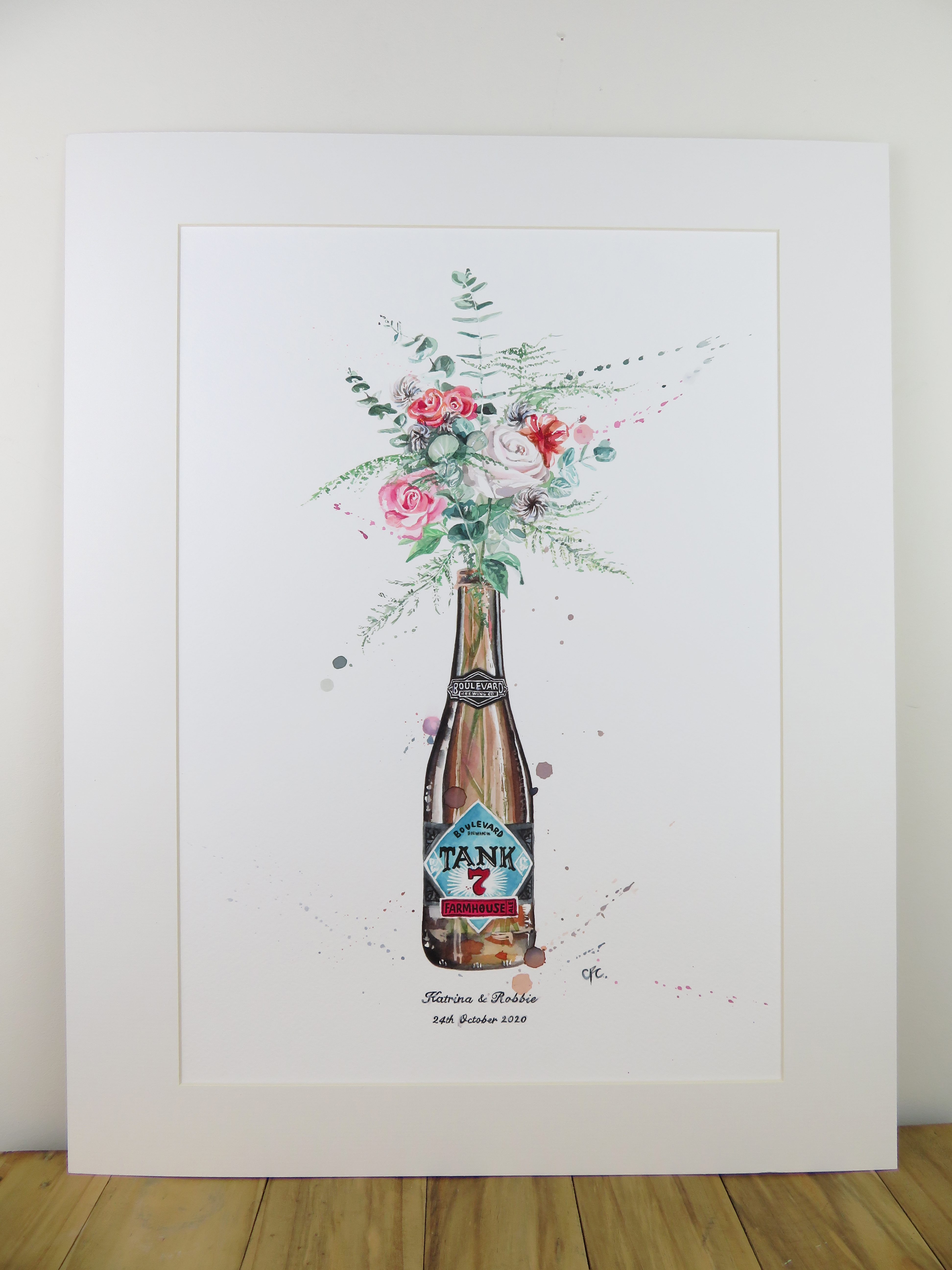 Bespoke Watercolour Painting - Bottle Vase